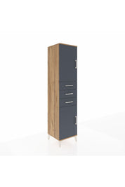 Hyperion Dolap 3 Raflı 3 Çekmeceli 2 Kapaklı 44x44x195 Çam-Antrasit