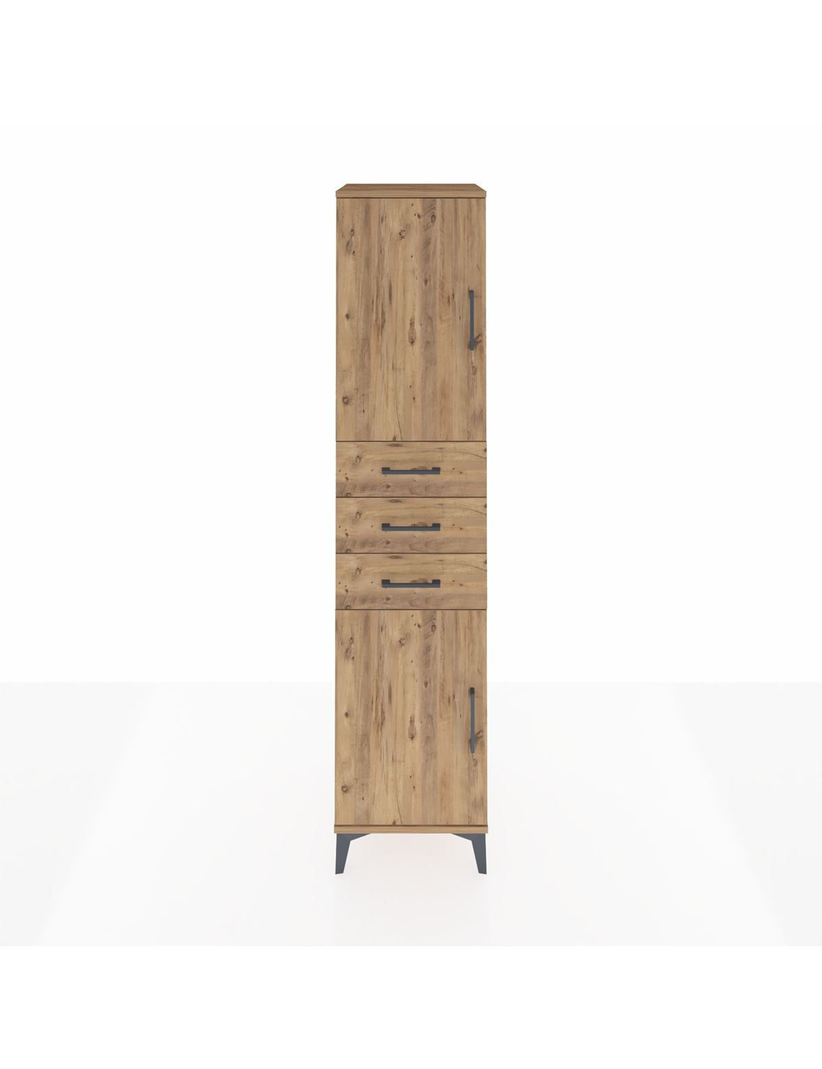 Hyperion Dolap 3 Raflı 3 Çekmeceli 2 Kapaklı 44x44x195 Çam-Çam