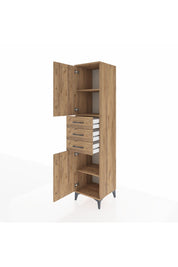 Hyperion Dolap 3 Raflı 3 Çekmeceli 2 Kapaklı 44x44x195 Çam-Çam