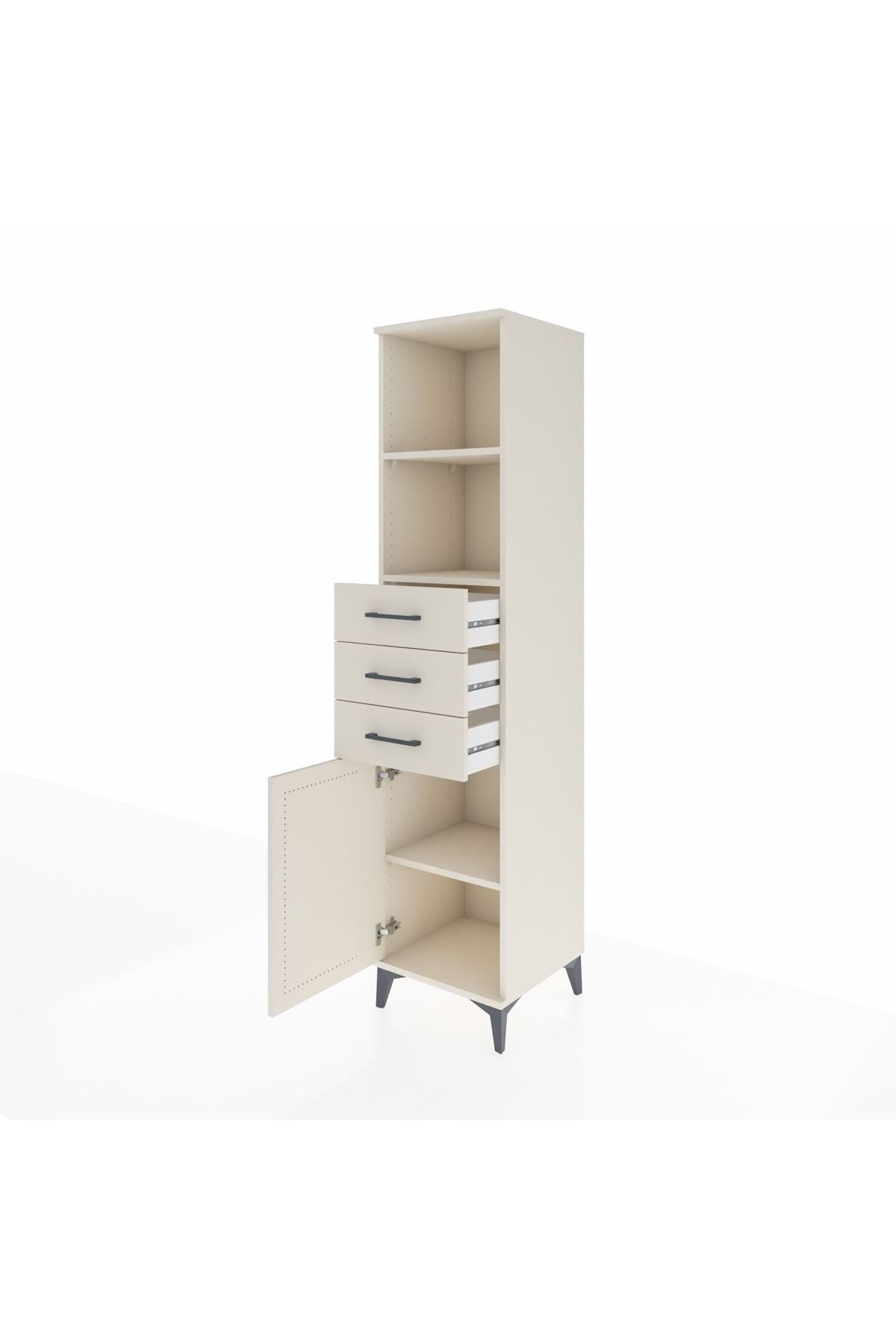 Hyperion Dolap 3 Raflı 3 Çekmeceli Tek Kapaklı 44x44x195 Aytaşı-Aytaşı