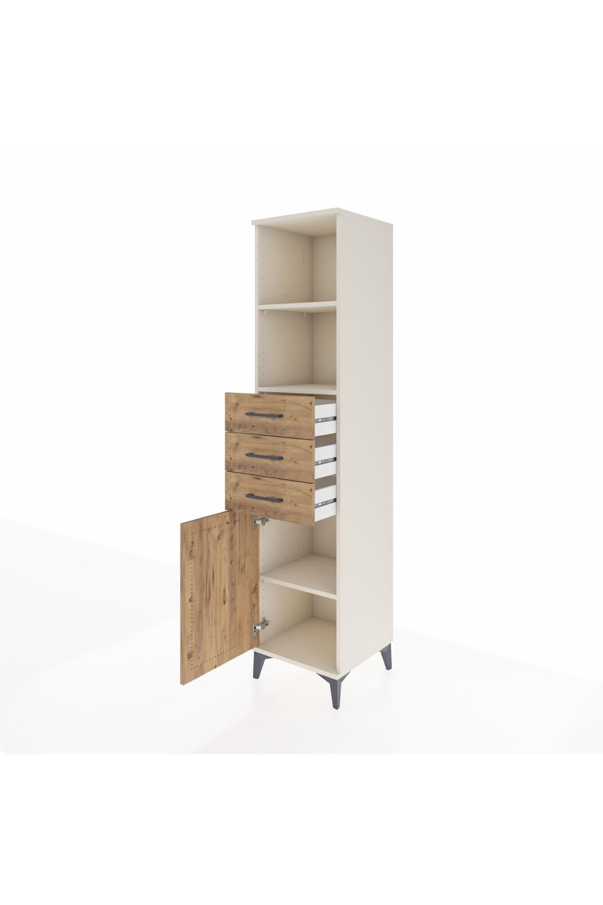 Hyperion Dolap 3 Raflı 3 Çekmeceli Tek Kapaklı 44x44x195 Aytaşı-Çam