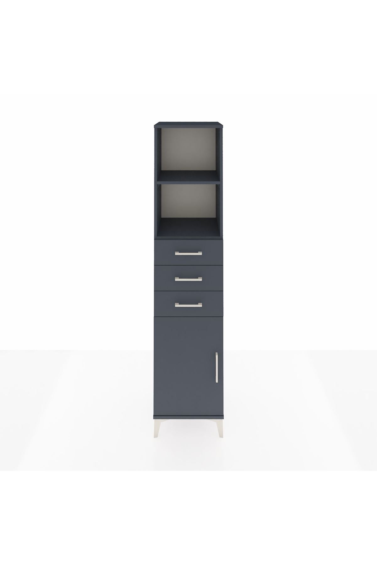 Hyperion Dolap 3 Raflı 3 Çekmeceli Tek Kapaklı 44x44x195 Antrasit-Antrasit