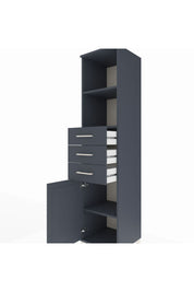 Hyperion Dolap 3 Raflı 3 Çekmeceli Tek Kapaklı 44x44x195 Antrasit-Antrasit