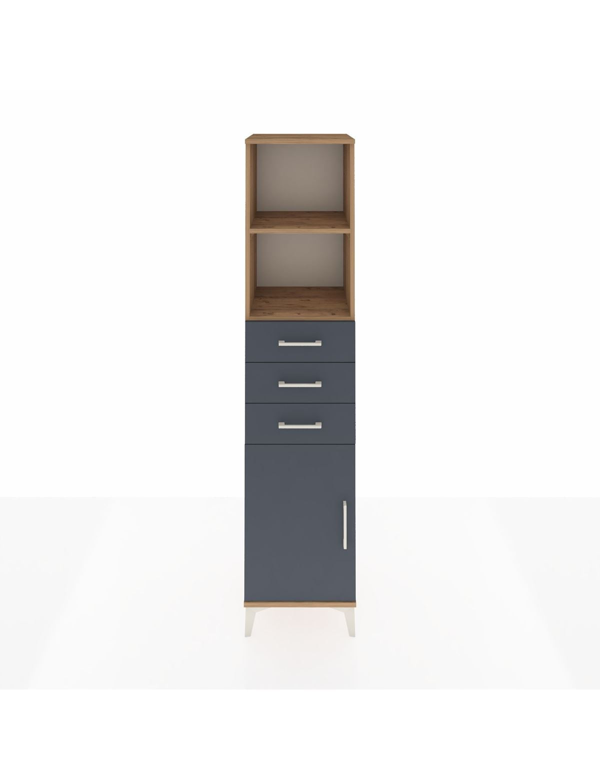 Hyperion Dolap 3 Raflı 3 Çekmeceli Tek Kapaklı 44x44x195 Çam-Antrasit