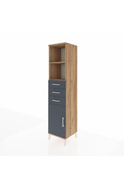 Hyperion Dolap 3 Raflı 3 Çekmeceli Tek Kapaklı 44x44x195 Çam-Antrasit