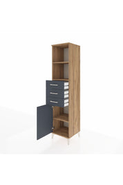 Hyperion Dolap 3 Raflı 3 Çekmeceli Tek Kapaklı 44x44x195 Çam-Antrasit