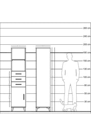 Hyperion Dolap 3 Raflı 3 Çekmeceli Tek Kapaklı 44x44x195 Çam-Çam