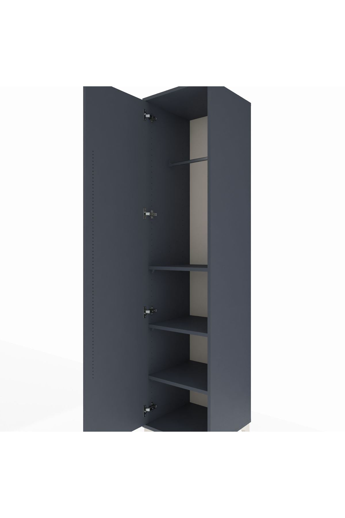 Hyperion Dolap 3 Raflı Tek Kapaklı Tek Askılı 44x44x195 Antrasit-Antrasit