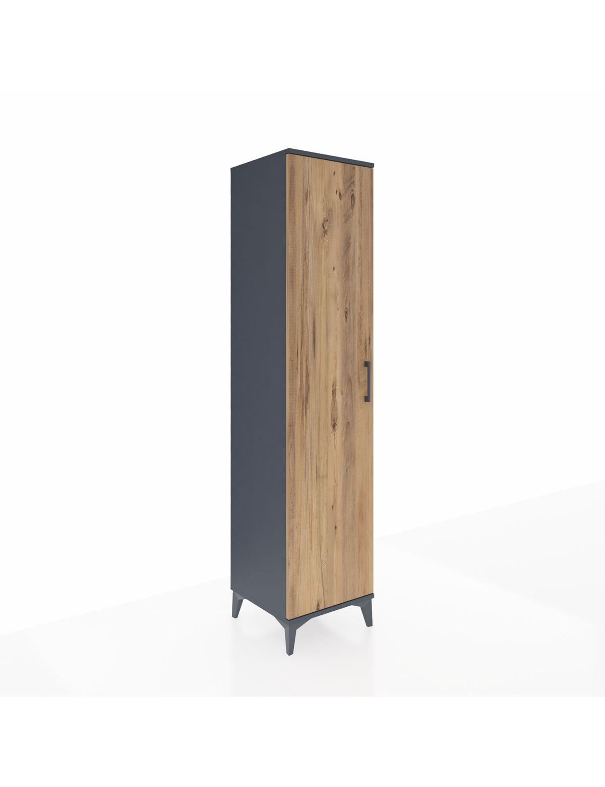 Hyperion Dolap 3 Raflı Tek Kapaklı Tek Askılı 44x44x195 Antrasit-Çam