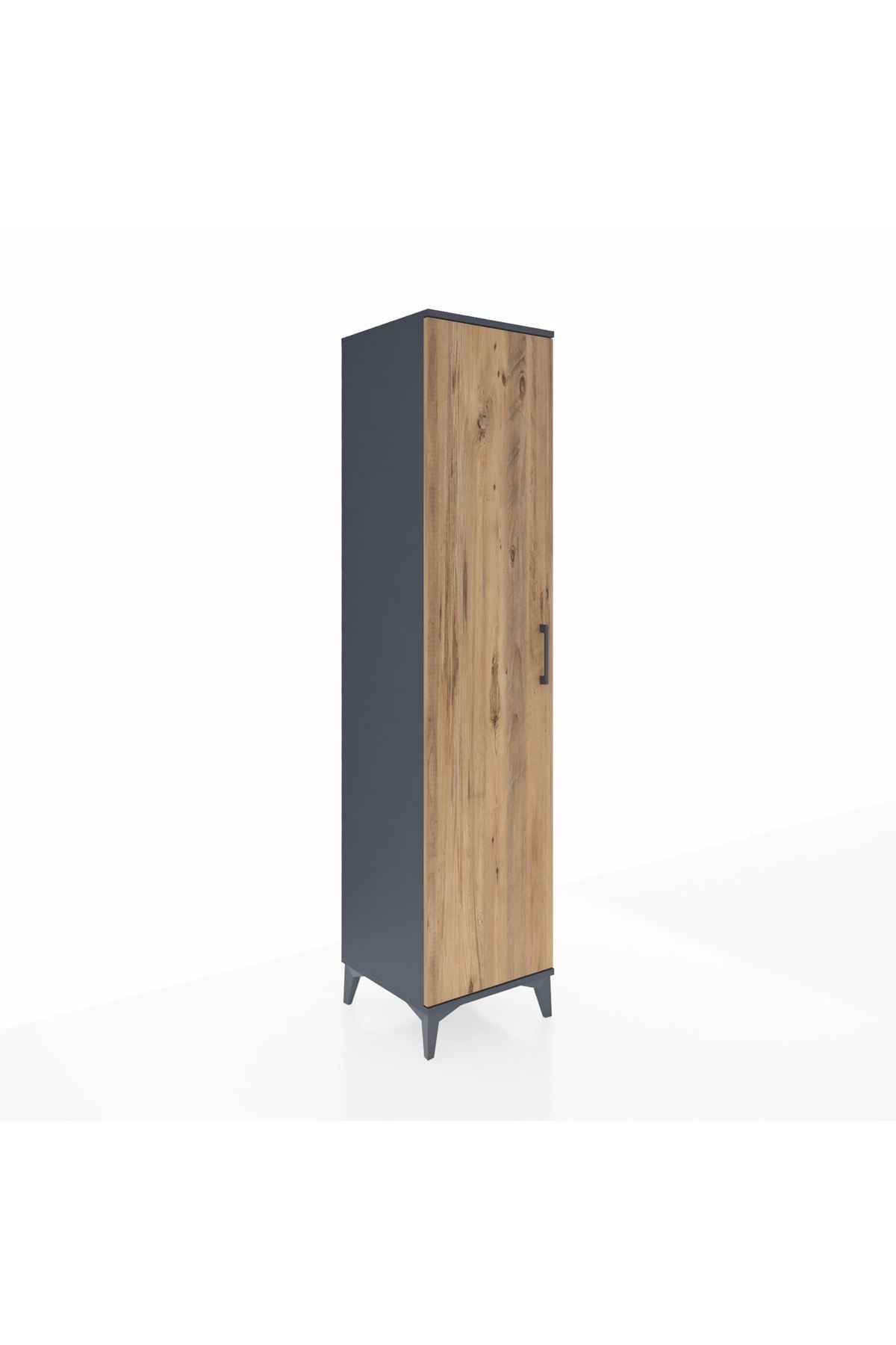 Hyperion Dolap 3 Raflı Tek Kapaklı Tek Askılı 44x44x195 Antrasit-Çam