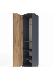 Hyperion Dolap 3 Raflı Tek Kapaklı Tek Askılı 44x44x195 Antrasit-Çam