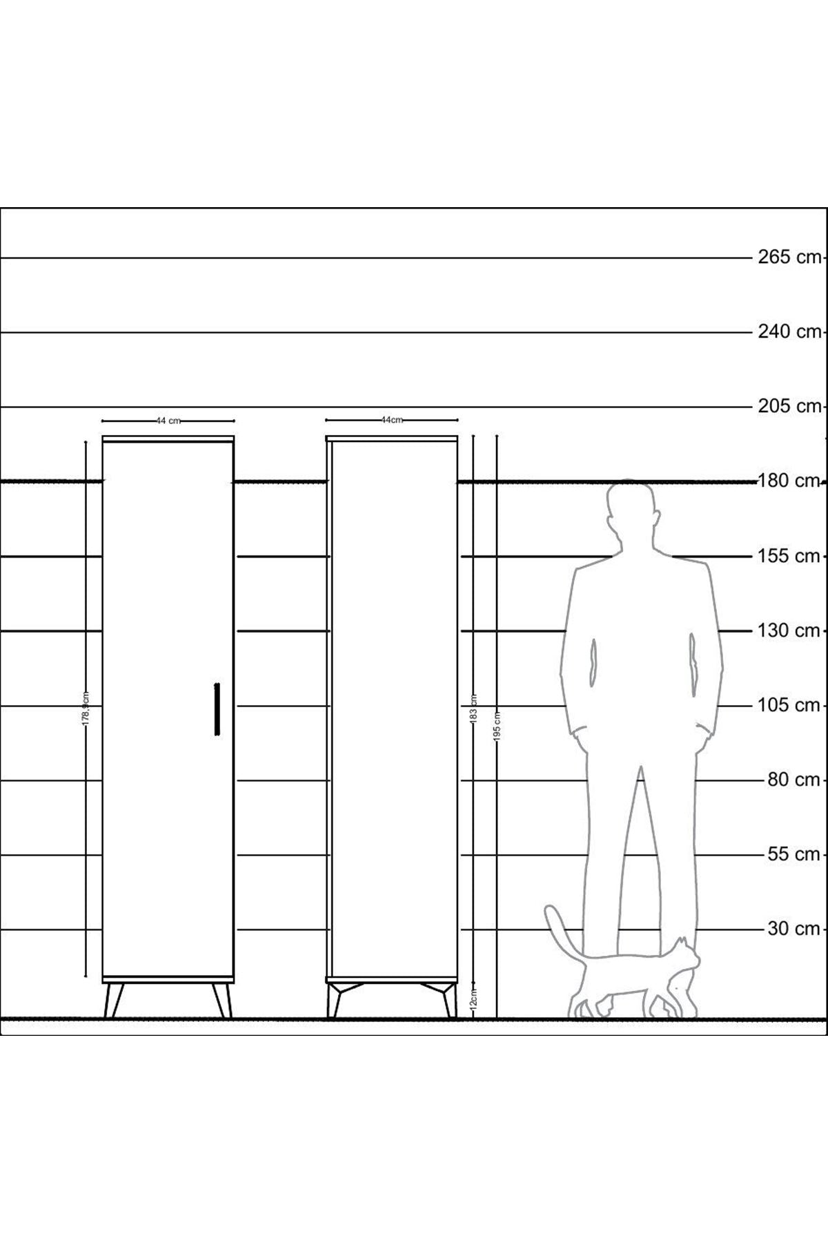 Hyperion Dolap 5 Raflı Tek Kapaklı 44x44x195 Antrasit-Antrasit