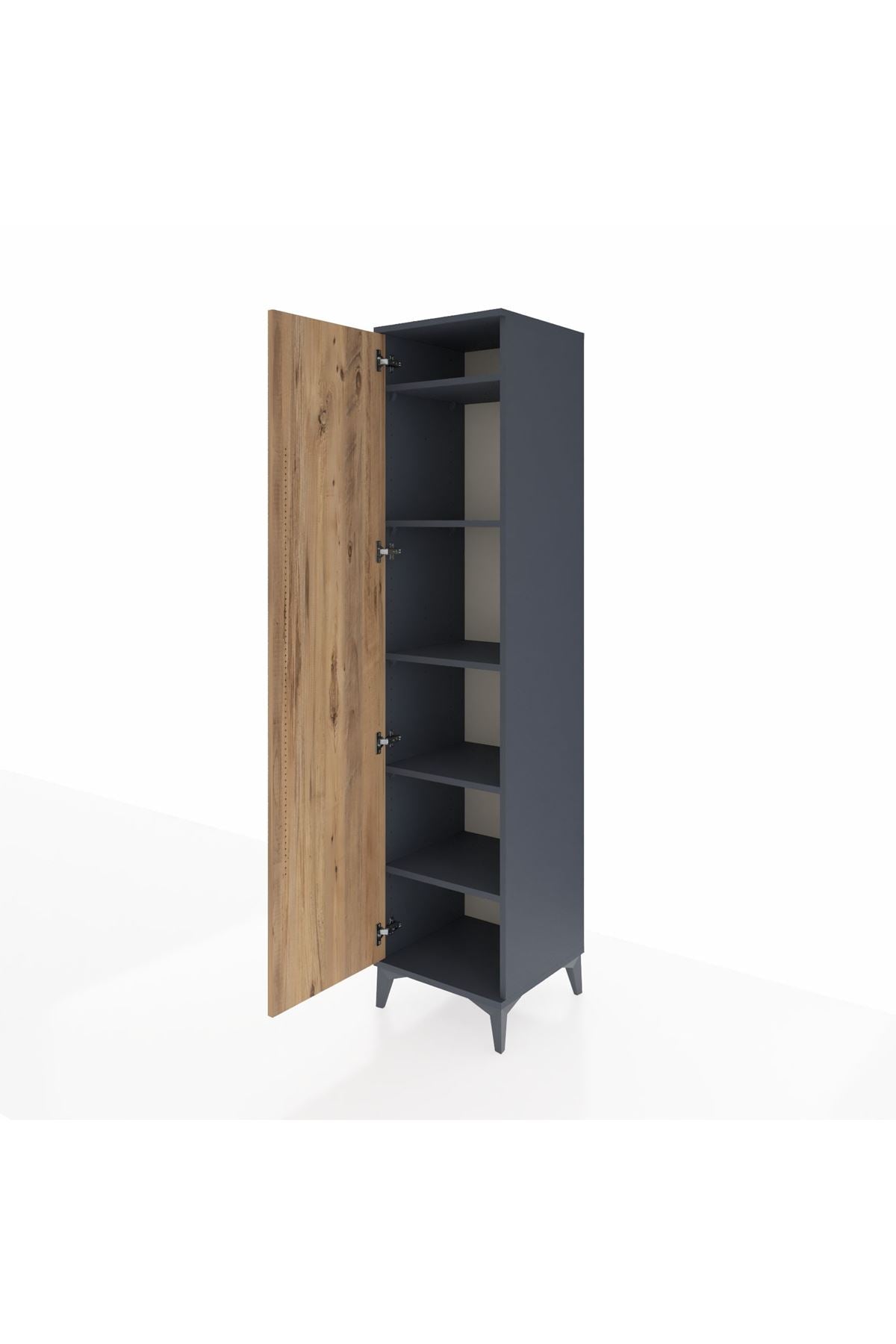 Hyperion Dolap 5 Raflı Tek Kapaklı 44x44x195 Antrasit-Çam