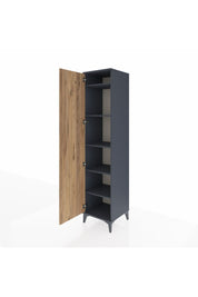 Hyperion Dolap 5 Raflı Tek Kapaklı 44x44x195 Antrasit-Çam