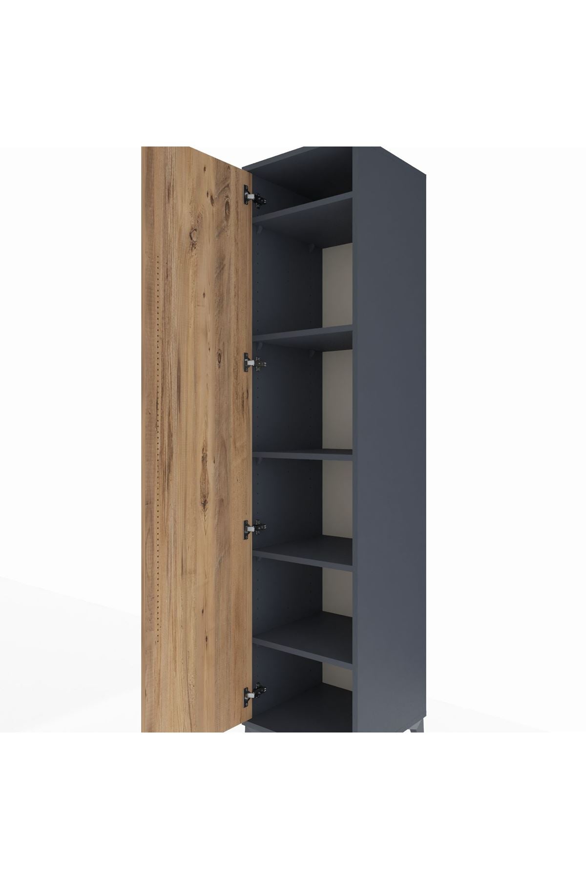 Hyperion Dolap 5 Raflı Tek Kapaklı 44x44x195 Antrasit-Çam