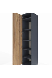 Hyperion Dolap 5 Raflı Tek Kapaklı 44x44x195 Antrasit-Çam