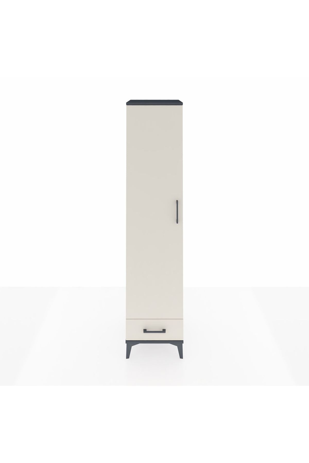 Hyperion Dolap 3 Raflı Tek Çekmeceli Tek Askılı 44x44x195 Antrasit-Aytaşı