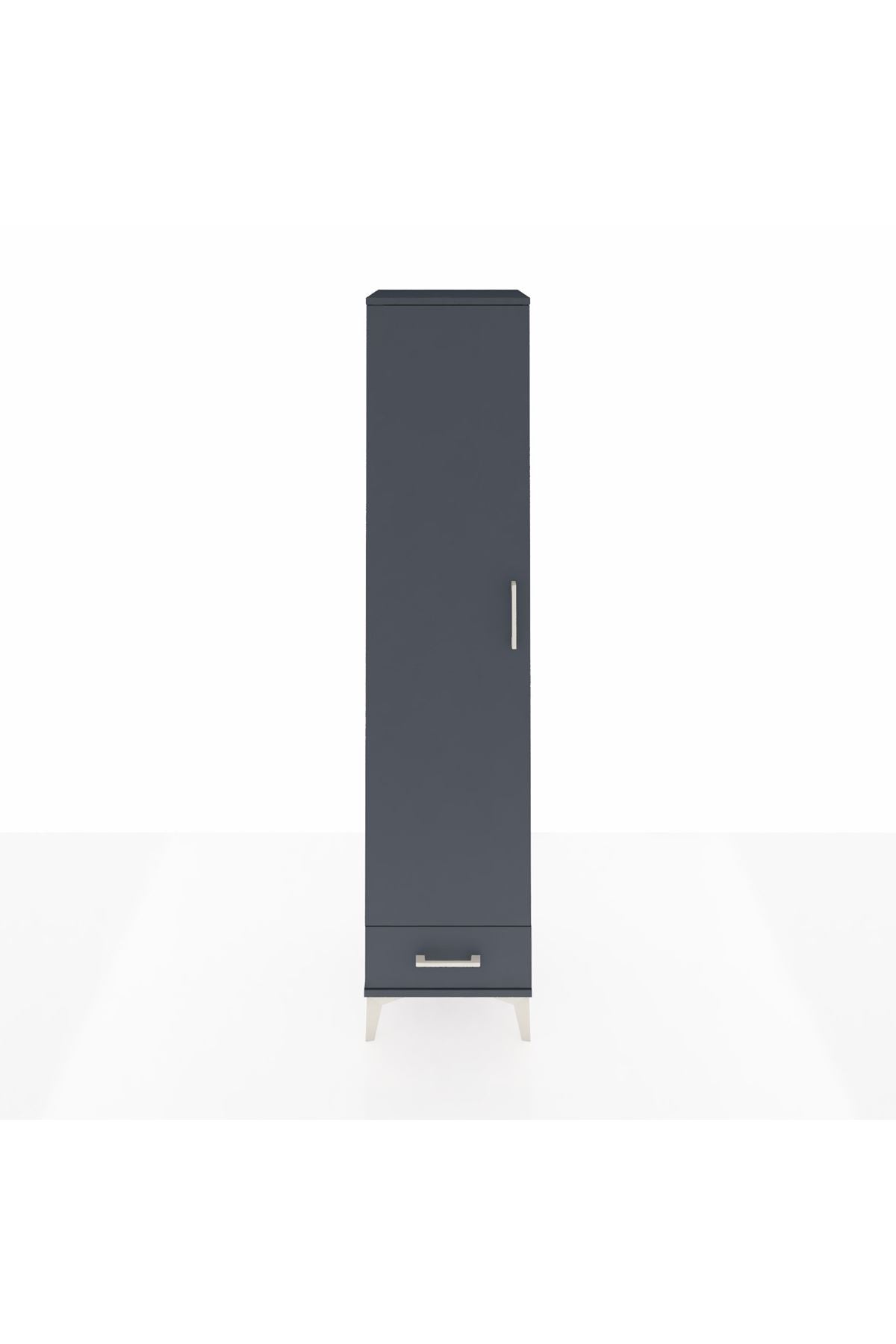 Hyperion Dolap 3 Raflı Tek Çekmeceli Tek Askılı 44x44x195 Antrasit-Antrasit