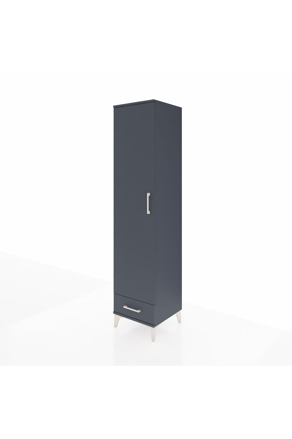 Hyperion Dolap 3 Raflı Tek Çekmeceli Tek Askılı 44x44x195 Antrasit-Antrasit