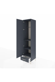 Hyperion Dolap 3 Raflı Tek Çekmeceli Tek Askılı 44x44x195 Antrasit-Antrasit