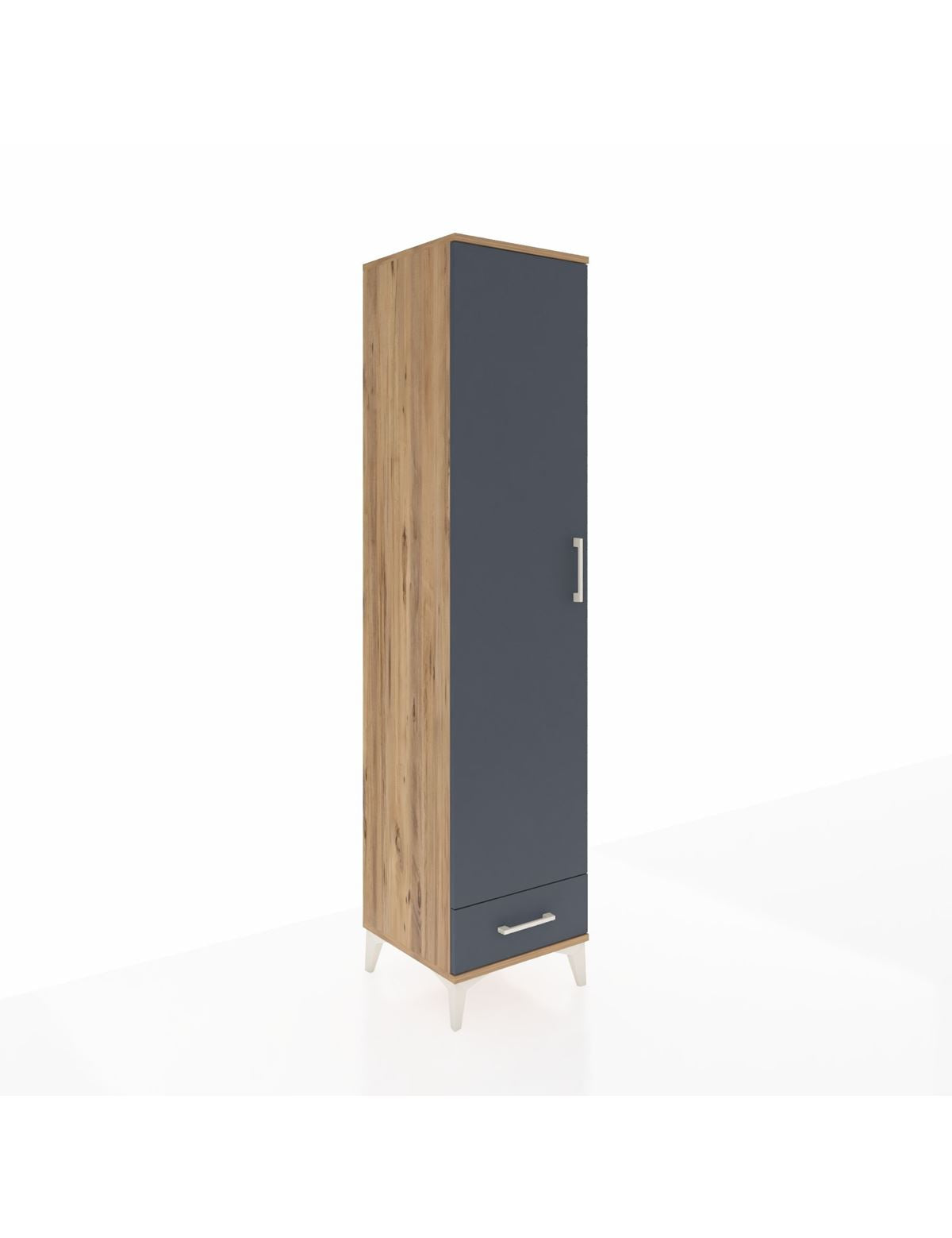 Hyperion Dolap 3 Raflı Tek Çekmeceli Tek Askılı 44x44x195 Çam-Antrasit