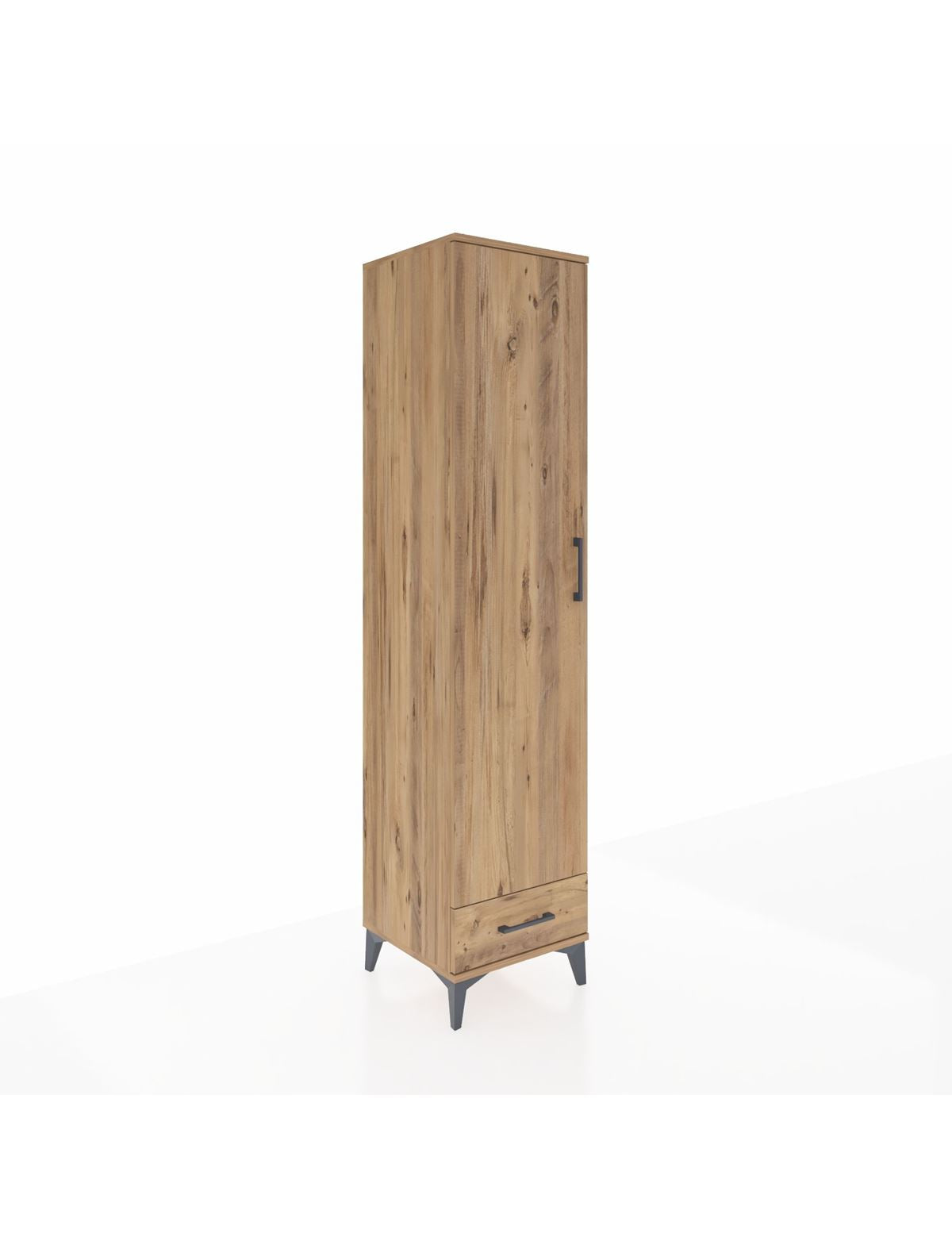 Hyperion Dolap 3 Raflı Tek Çekmeceli Tek Askılı 44x44x195 Çam-Çam