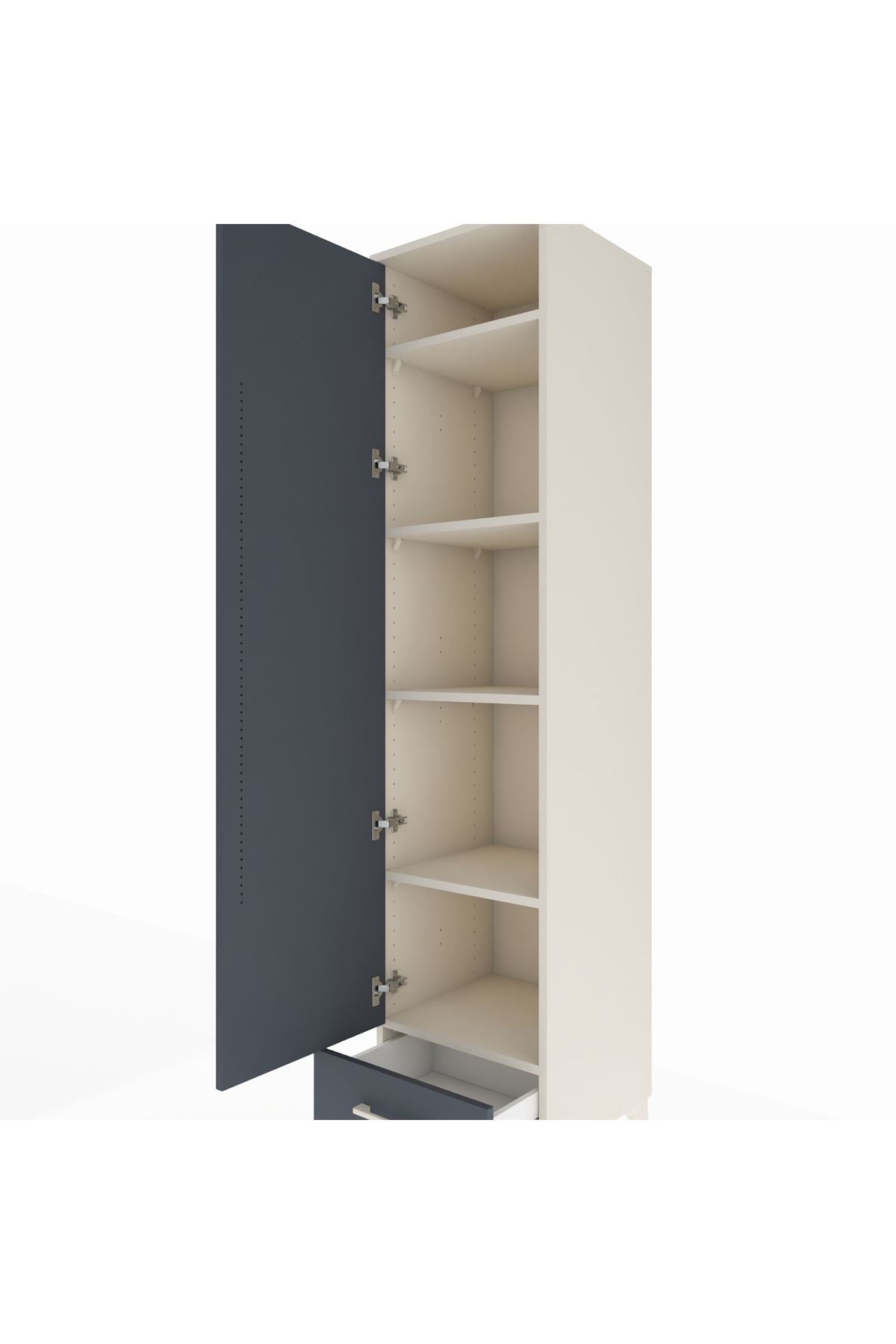 Hyperion Dolap 5 Raflı Tek Çekmeceli Tek Kapaklı 44x44x195 Aytaşı-Antrasit