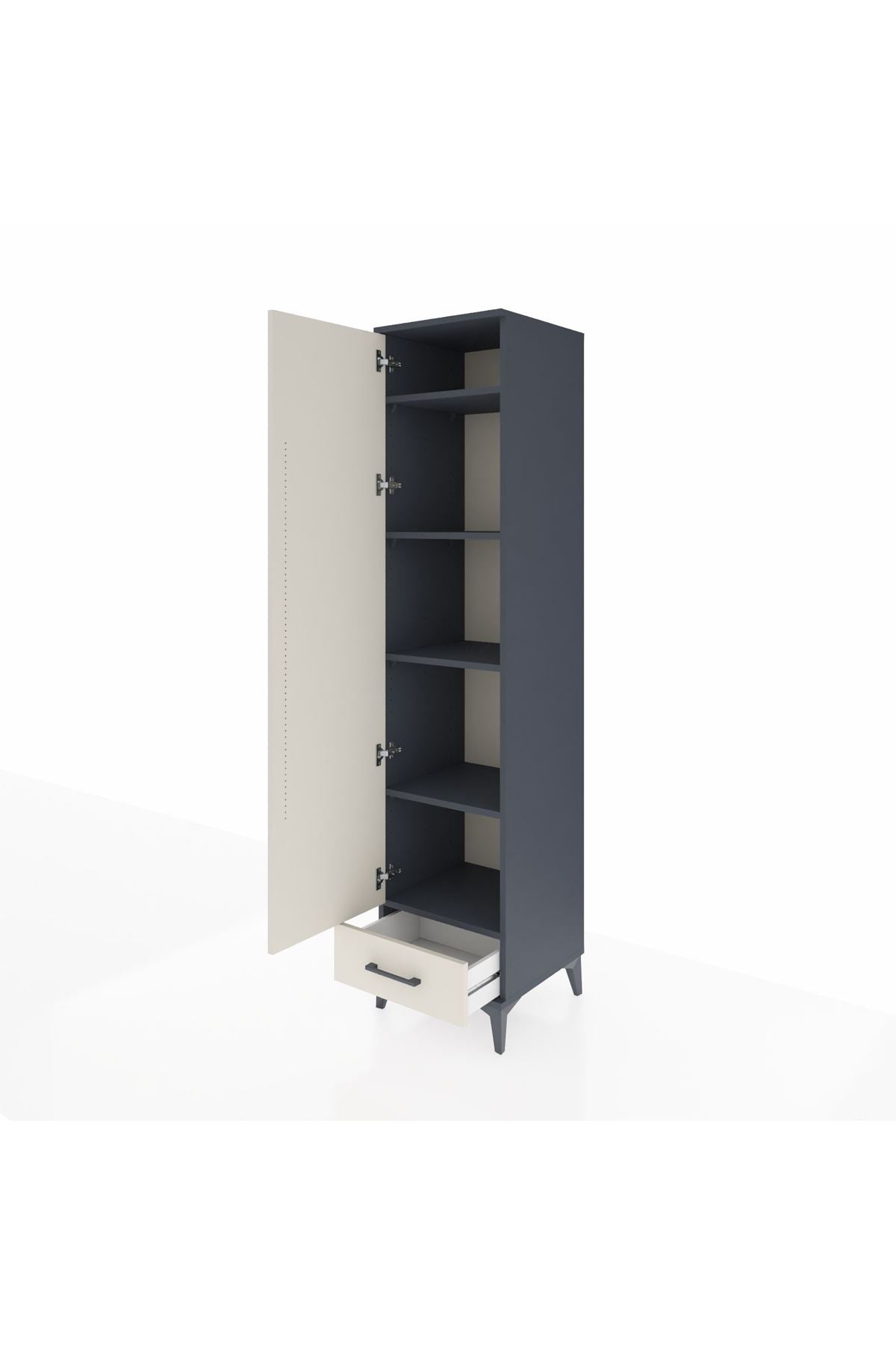 Hyperion Dolap 5 Raflı Tek Çekmeceli Tek Kapaklı 44x44x195 Antrasit-Aytaşı