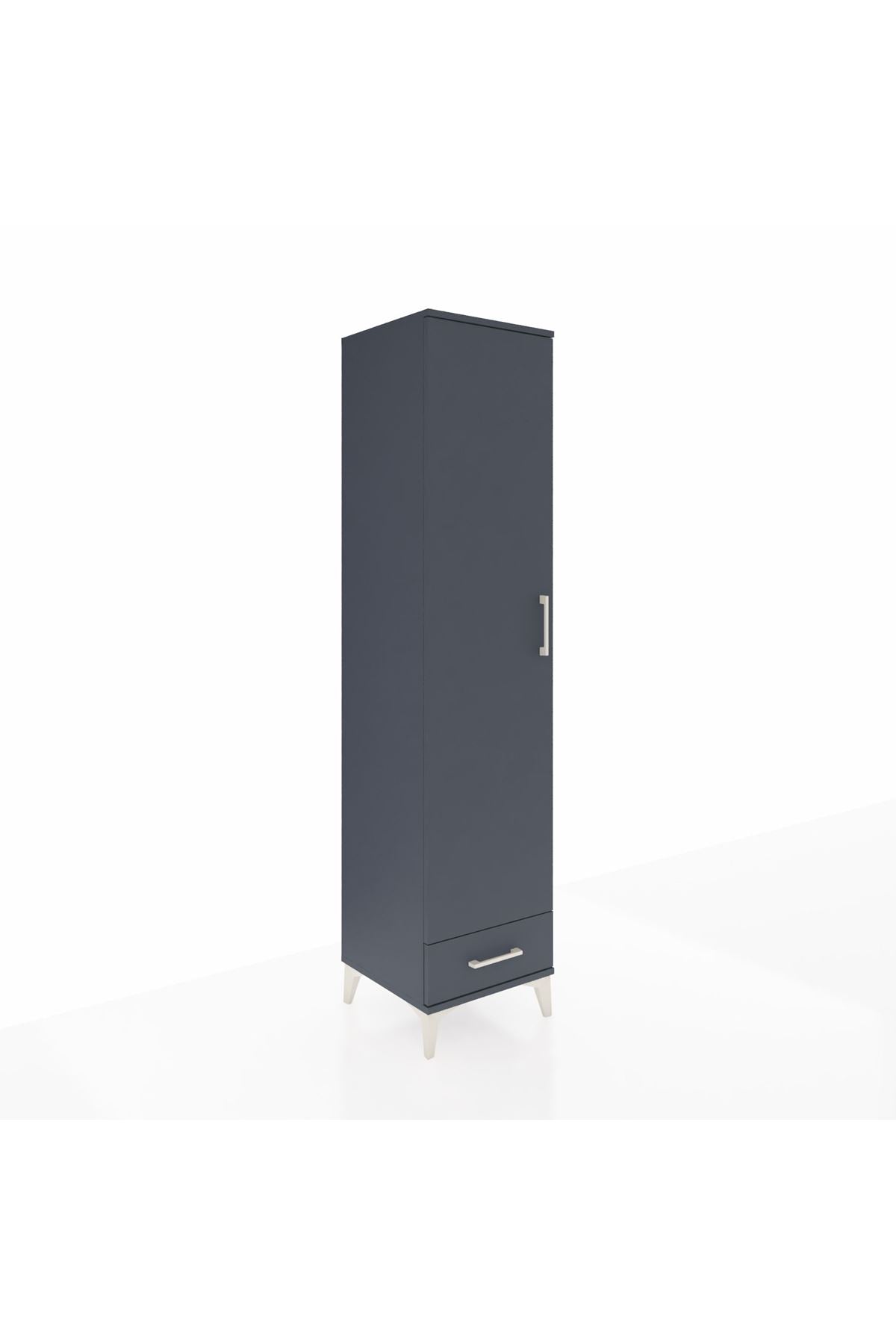 Hyperion Dolap 5 Raflı Tek Çekmeceli Tek Kapaklı 44x44x195 Antrasit-Antrasit