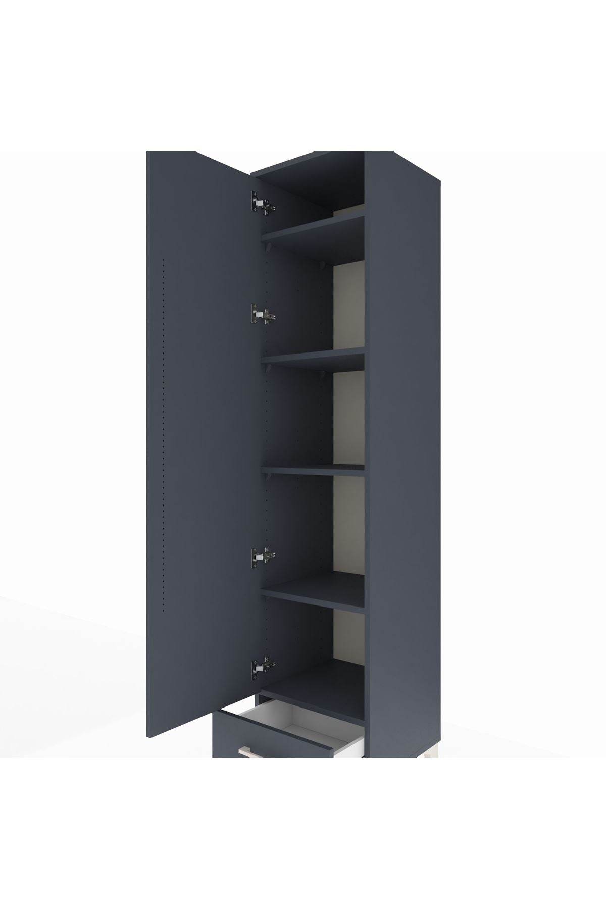 Hyperion Dolap 5 Raflı Tek Çekmeceli Tek Kapaklı 44x44x195 Antrasit-Antrasit