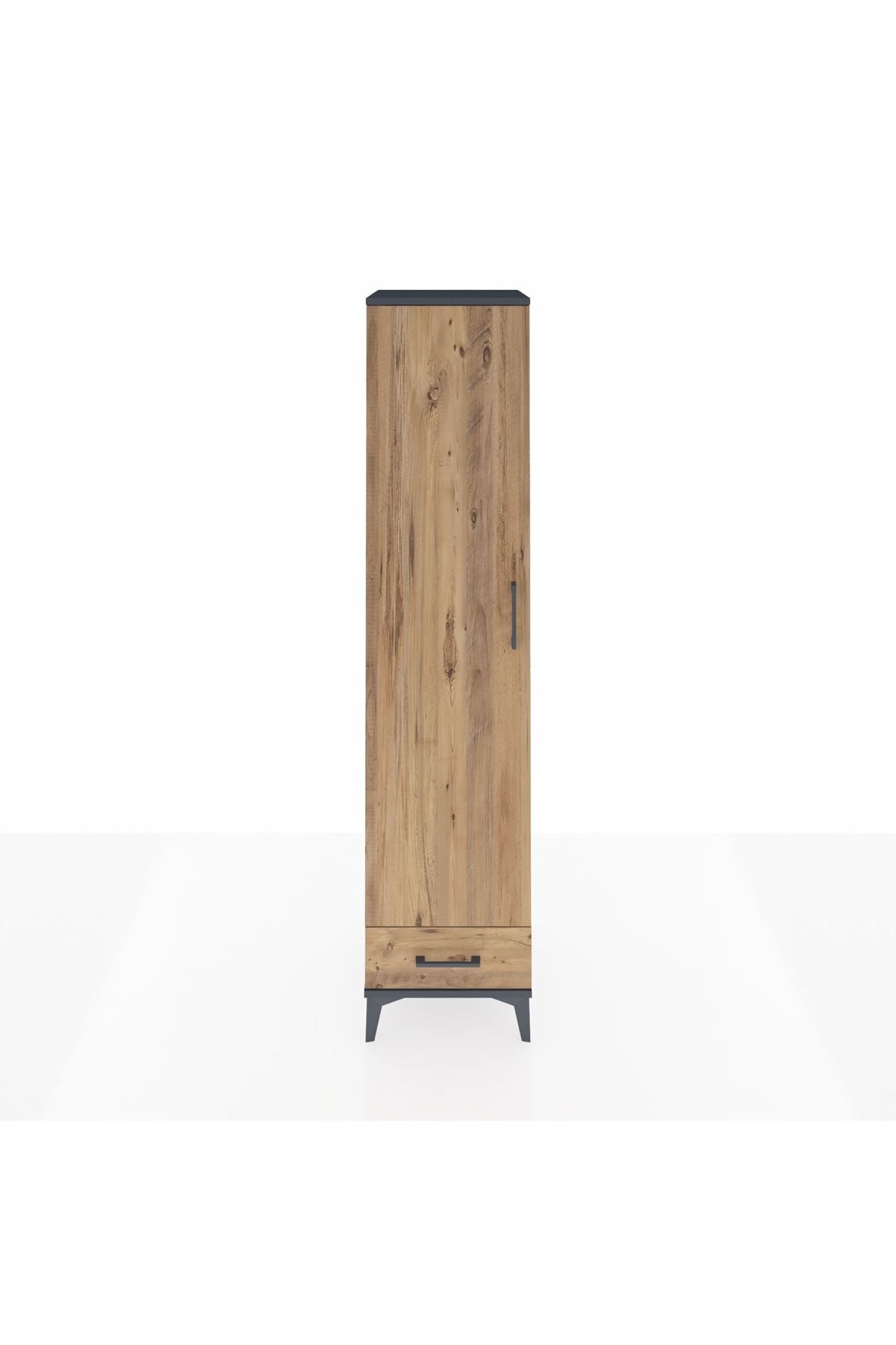 Hyperion Dolap 5 Raflı Tek Çekmeceli Tek Kapaklı 44x44x195 Antrasit-Çam