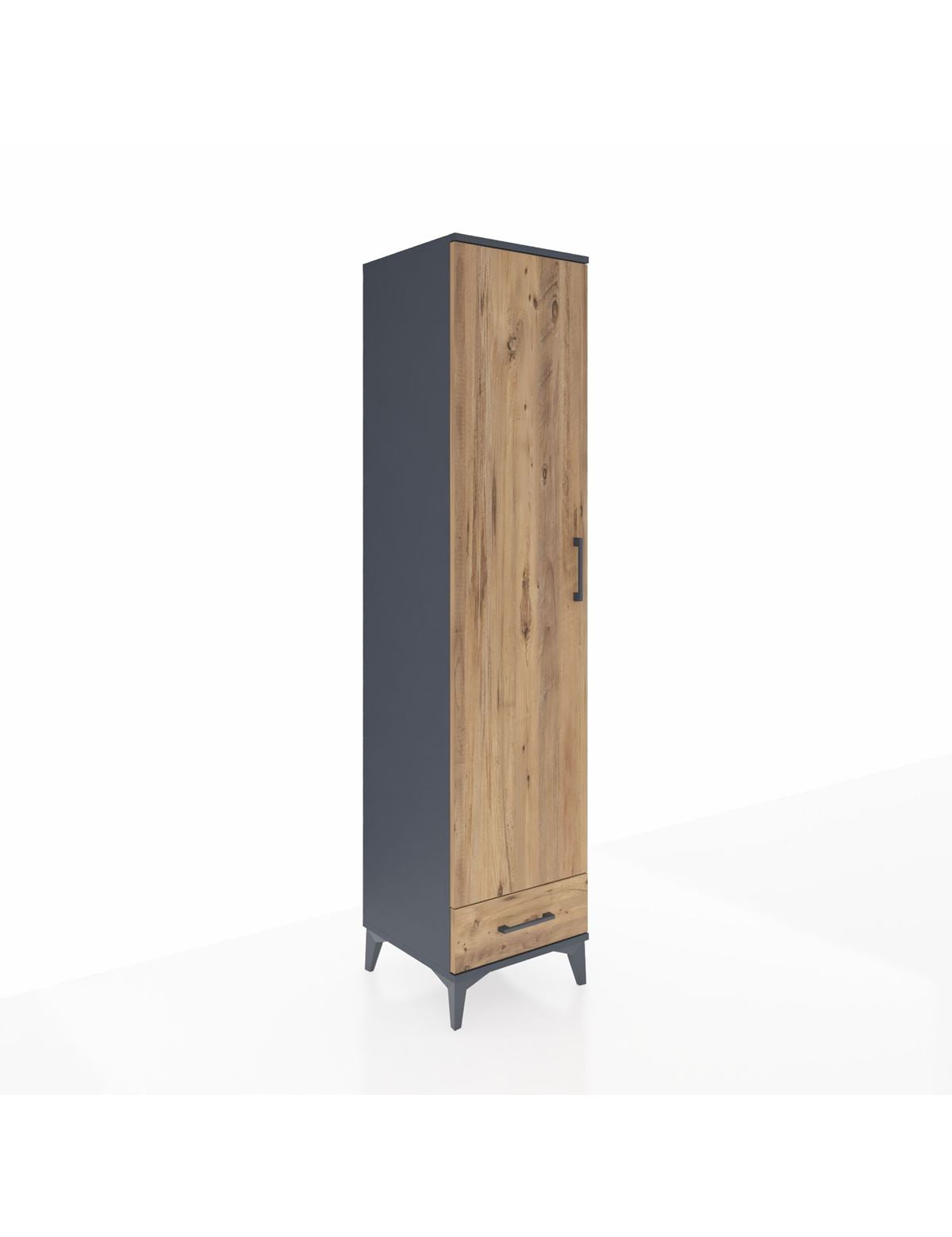 Hyperion Dolap 5 Raflı Tek Çekmeceli Tek Kapaklı 44x44x195 Antrasit-Çam