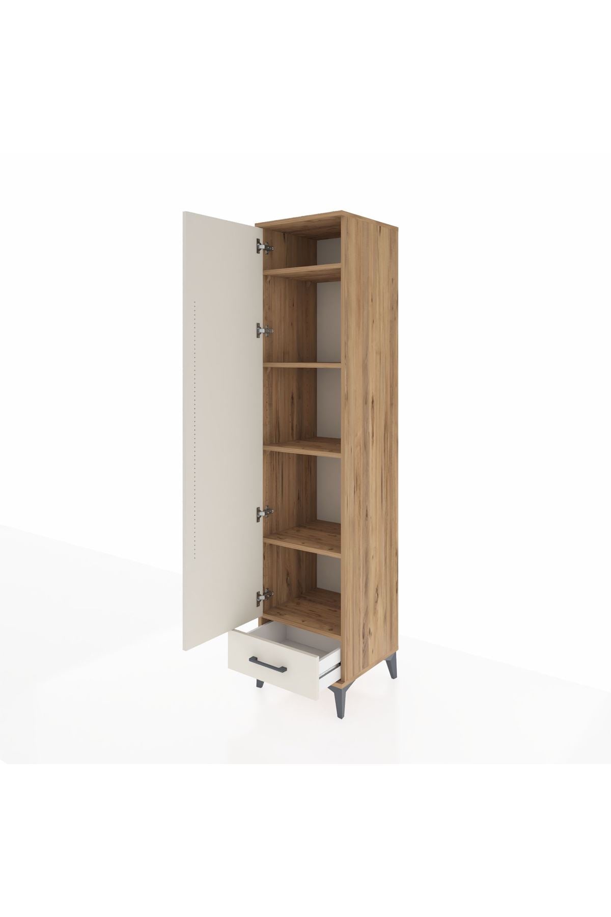 Hyperion Dolap 5 Raflı Tek Çekmeceli Tek Kapaklı 44x44x195 Çam-Aytaşı