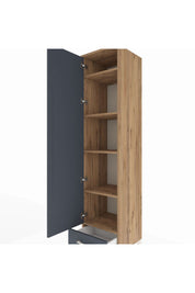 Hyperion Dolap 5 Raflı Tek Çekmeceli Tek Kapaklı 44x44x195 Çam-Antrasit