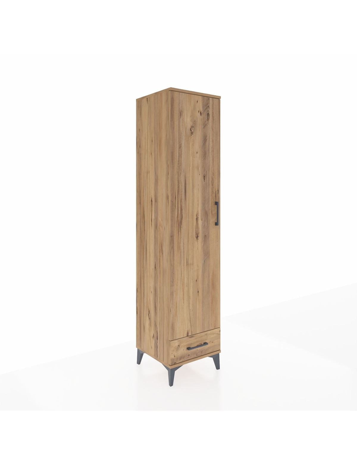 Hyperion Dolap 5 Raflı Tek Çekmeceli Tek Kapaklı 44x44x195 Çam-Çam