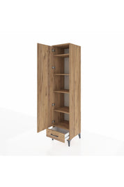 Hyperion Dolap 5 Raflı Tek Çekmeceli Tek Kapaklı 44x44x195 Çam-Çam