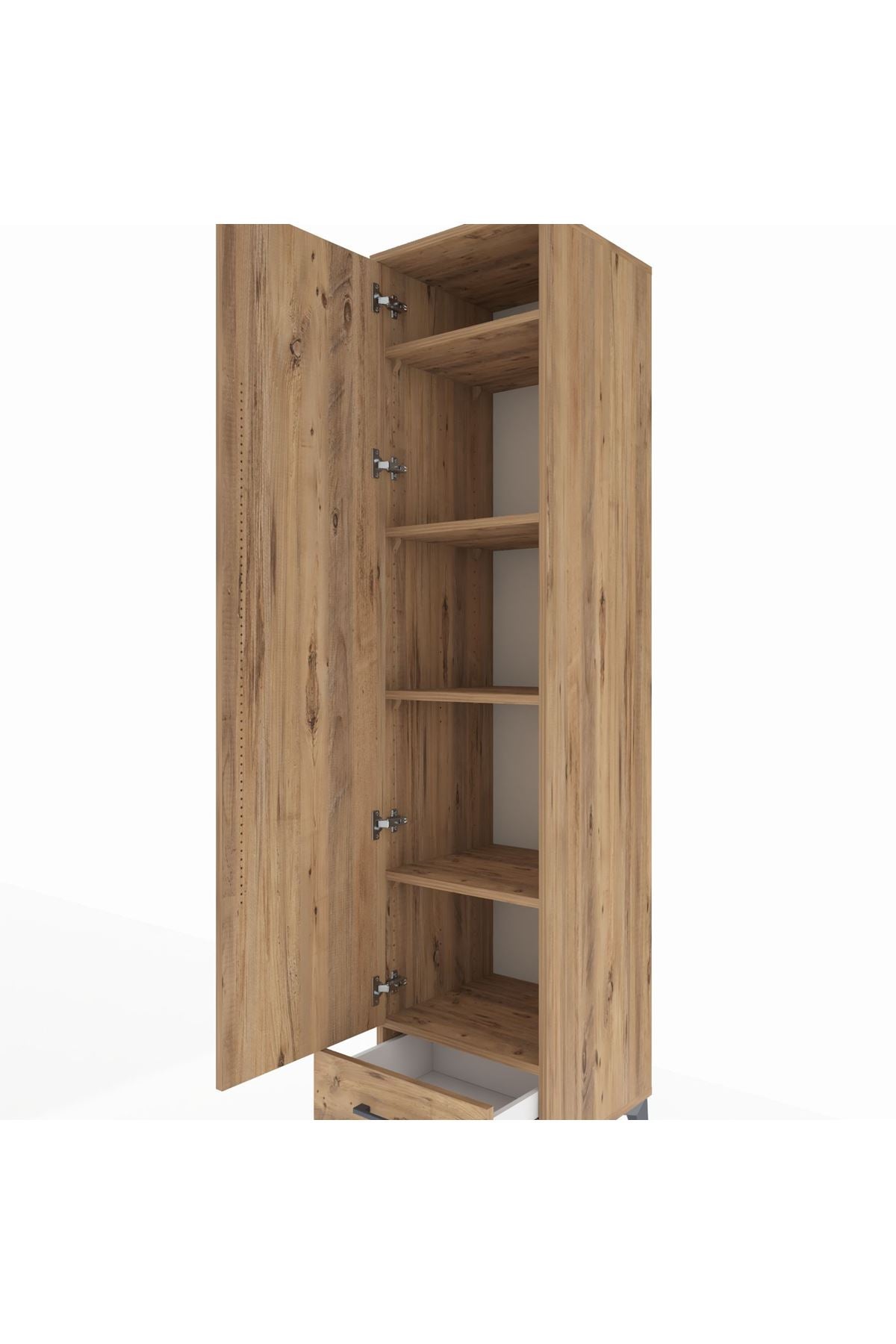 Hyperion Dolap 5 Raflı Tek Çekmeceli Tek Kapaklı 44x44x195 Çam-Çam