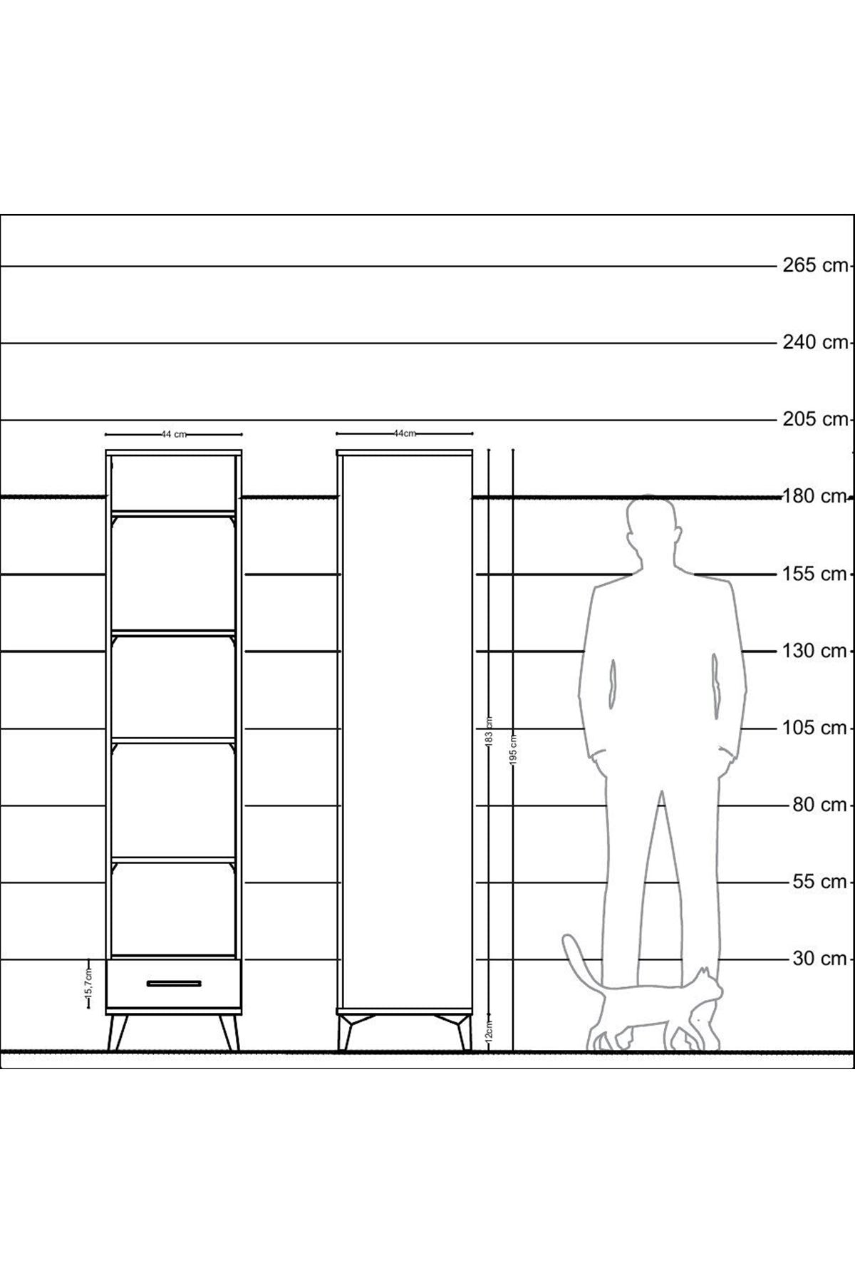 Hyperion Dolap 5 Raflı Tek Çekmeceli 44x44x195 Aytaşı-Antrasit