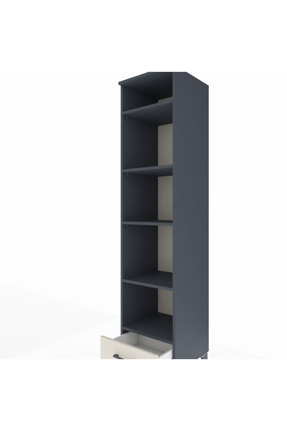Hyperion Dolap 5 Raflı Tek Çekmeceli 44x44x195 Antrasit-Aytaşı