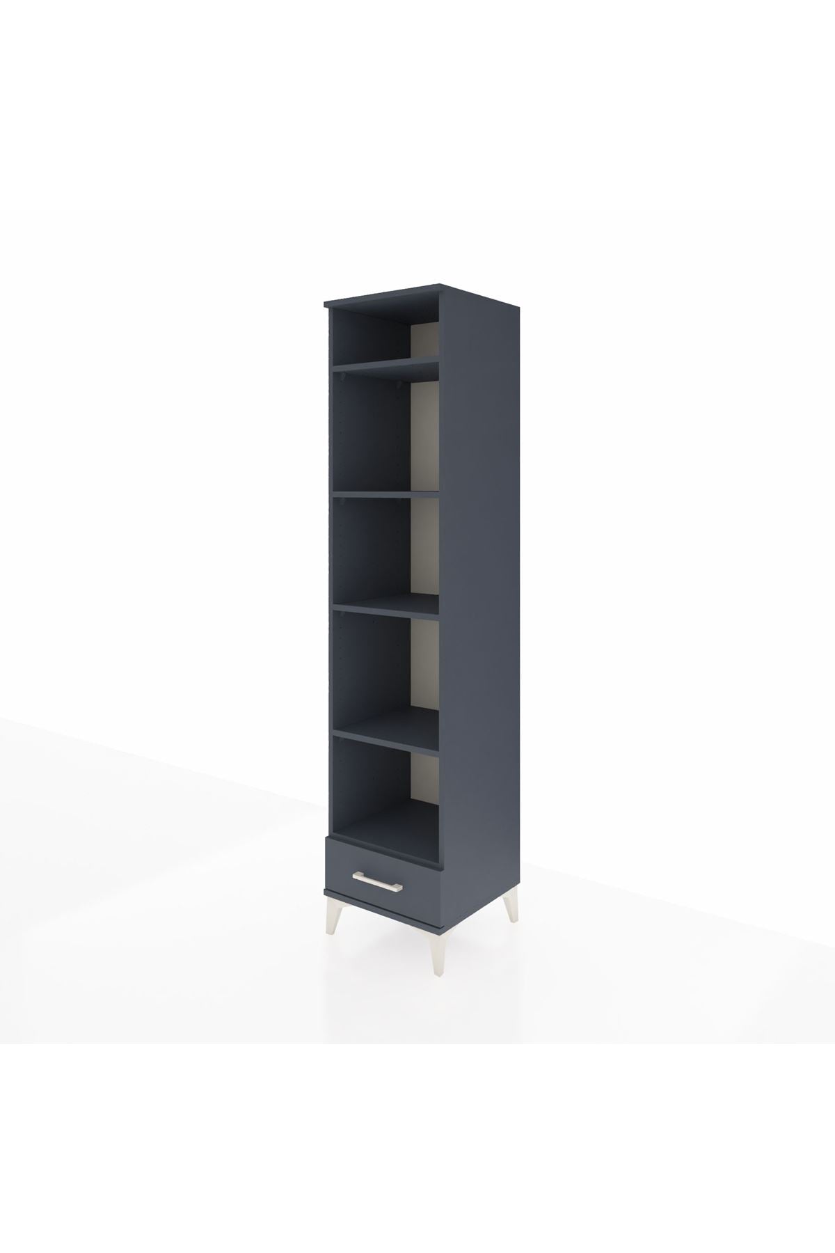 Hyperion Dolap 5 Raflı Tek Çekmeceli 44x44x195 Antrasit-Antrasit