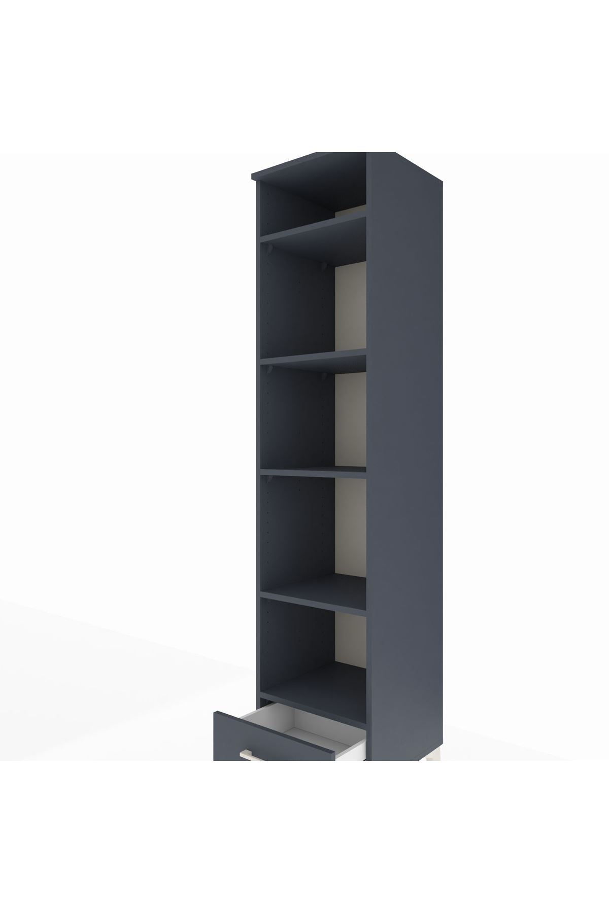 Hyperion Dolap 5 Raflı Tek Çekmeceli 44x44x195 Antrasit-Antrasit