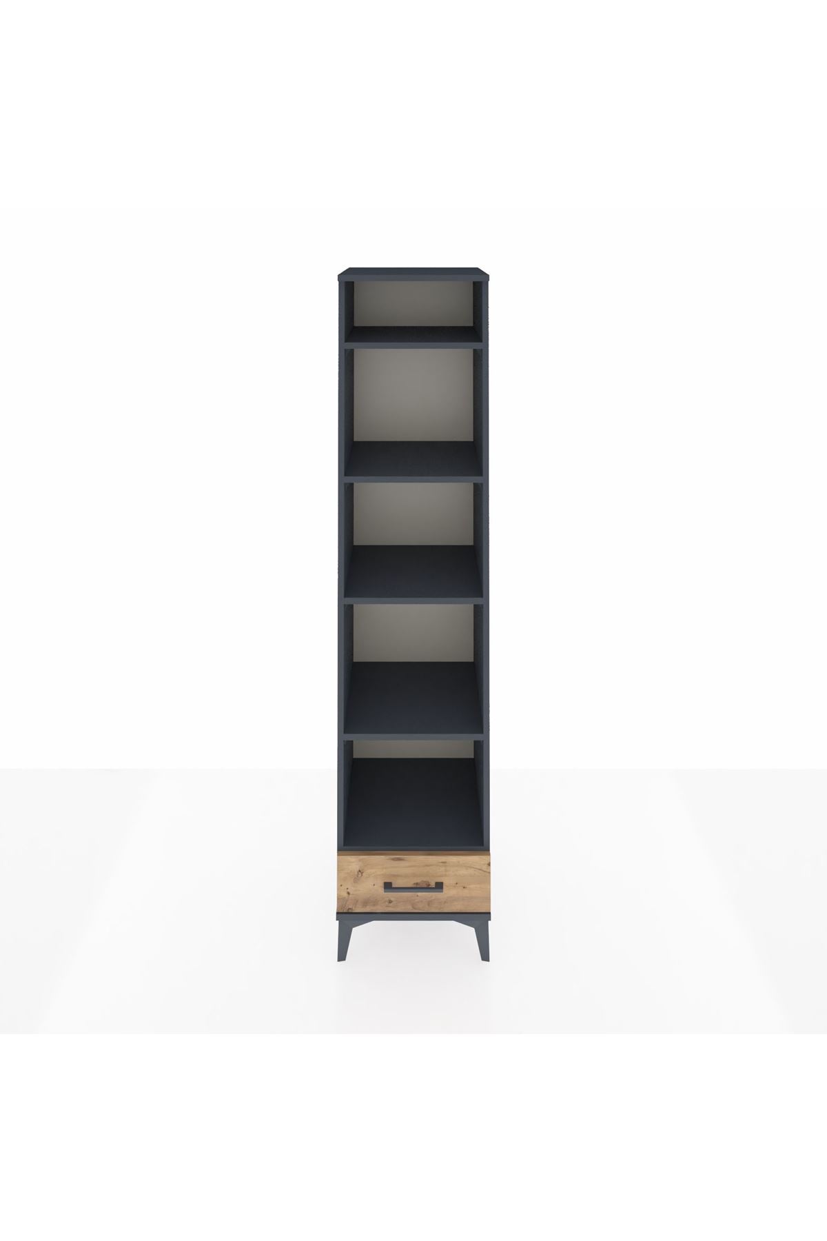 Hyperion Dolap 5 Raflı Tek Çekmeceli 44x44x195 Antrasit-Çam