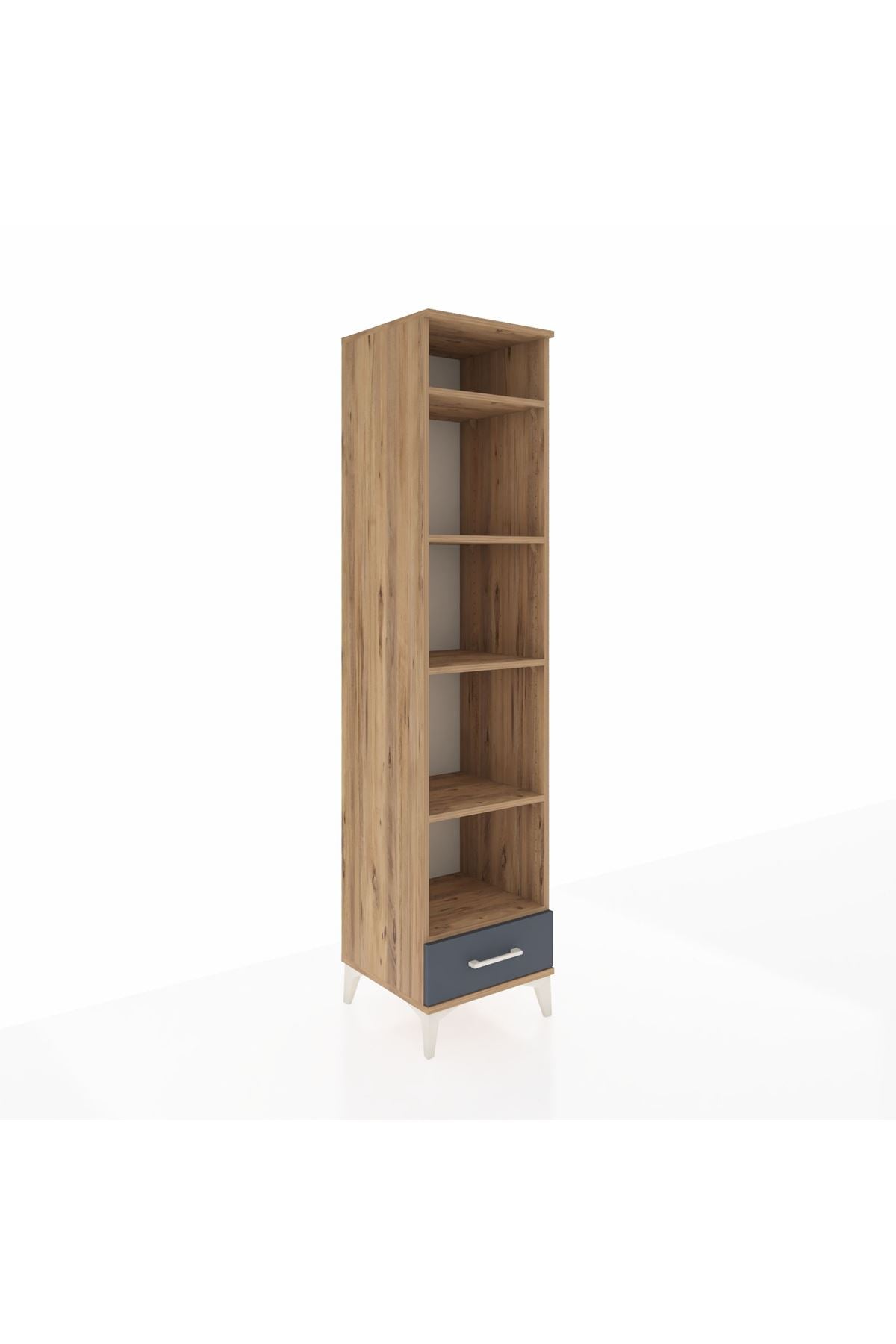 Hyperion Dolap 5 Raflı Tek Çekmeceli 44x44x195 Çam-Antrasit