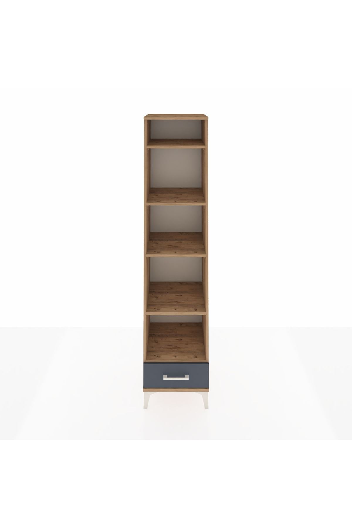 Hyperion Dolap 5 Raflı Tek Çekmeceli 44x44x195 Çam-Antrasit