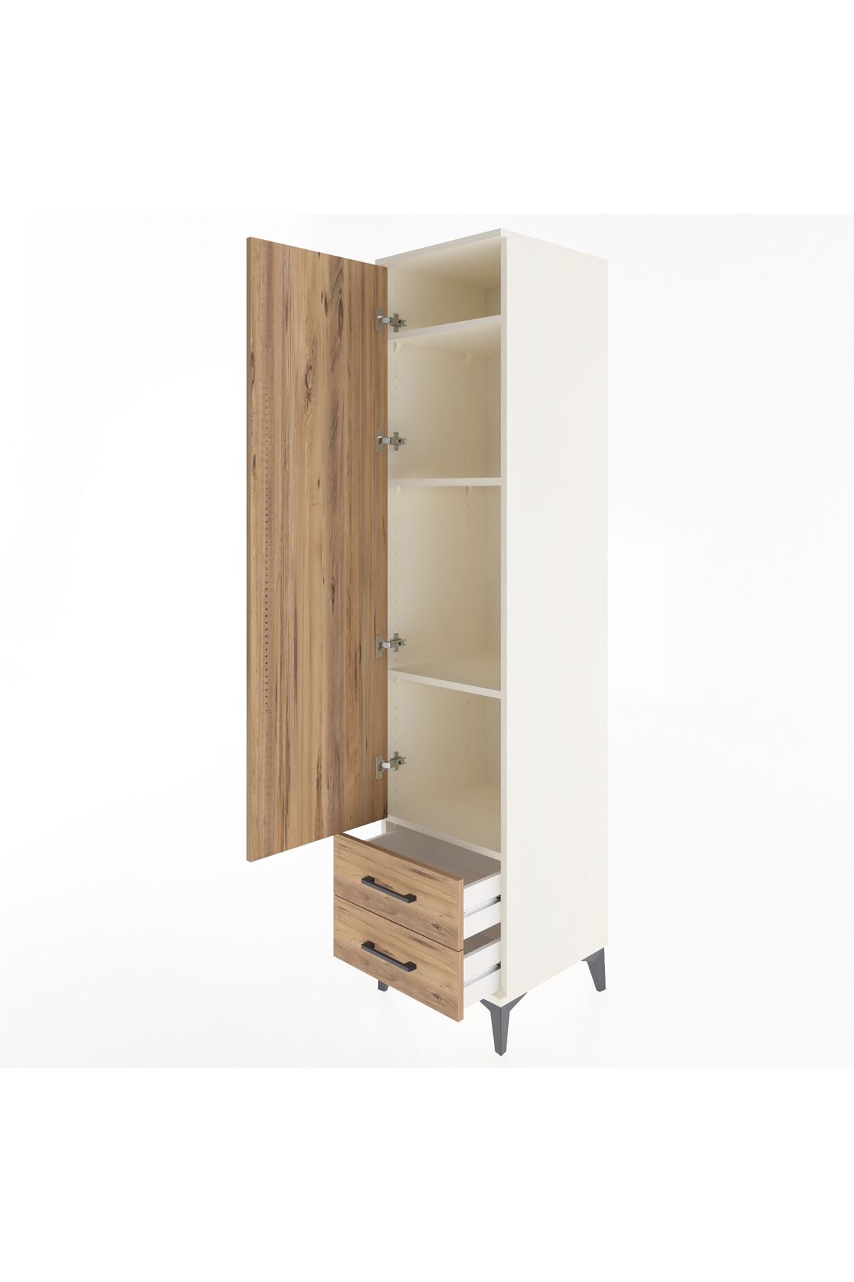 Hyperion Dolap 4 Raflı 2 Çekmeceli Tek Kapaklı 44x44x195 Aytaşı-Çam