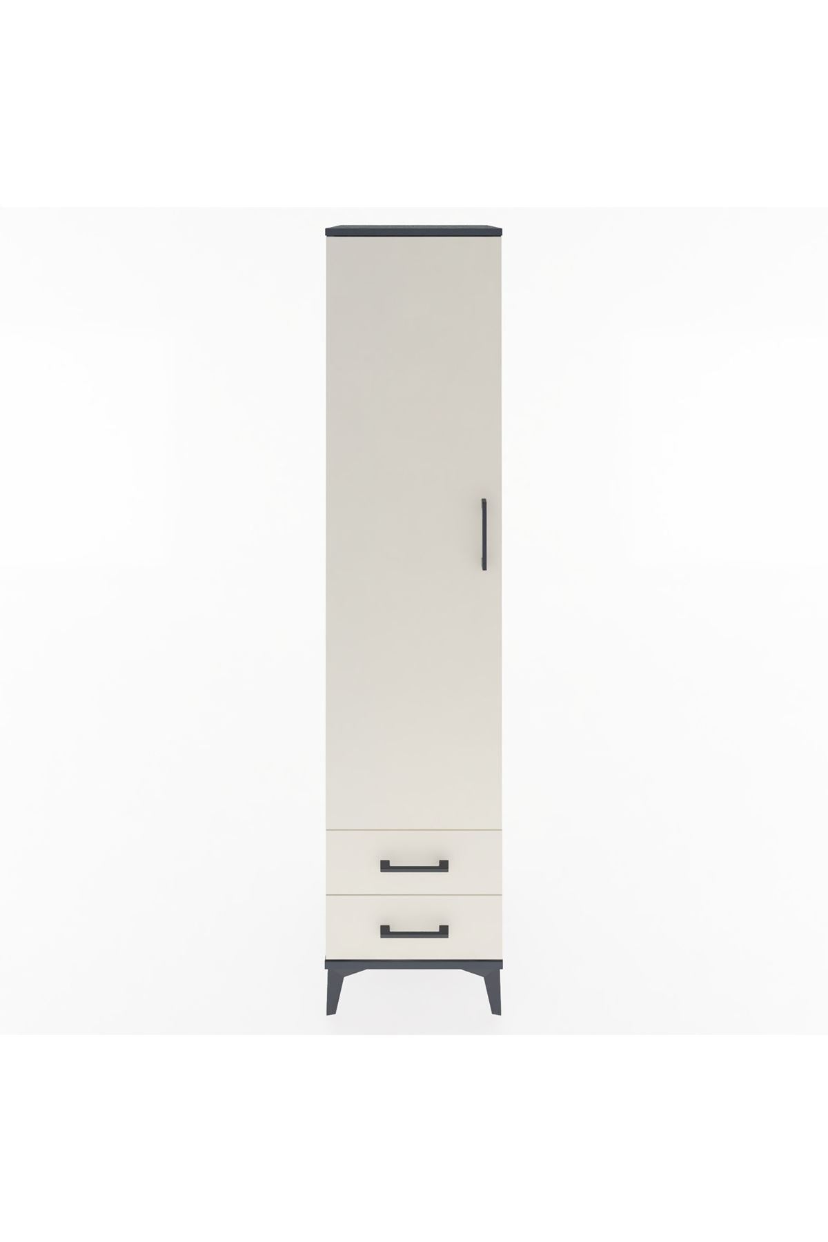 Hyperion Dolap 4 Raflı 2 Çekmeceli Tek Kapaklı 44x44x195 Antrasit-Aytaşı