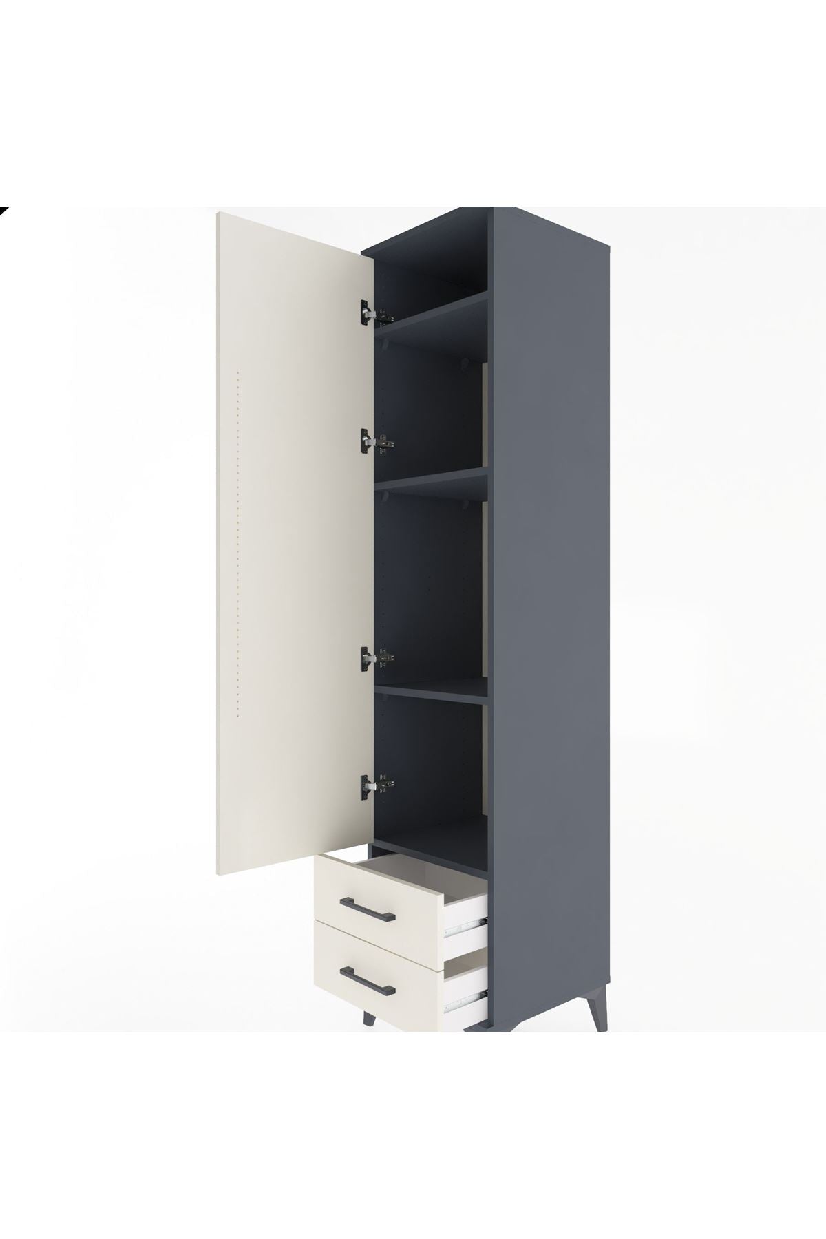 Hyperion Dolap 4 Raflı 2 Çekmeceli Tek Kapaklı 44x44x195 Antrasit-Aytaşı