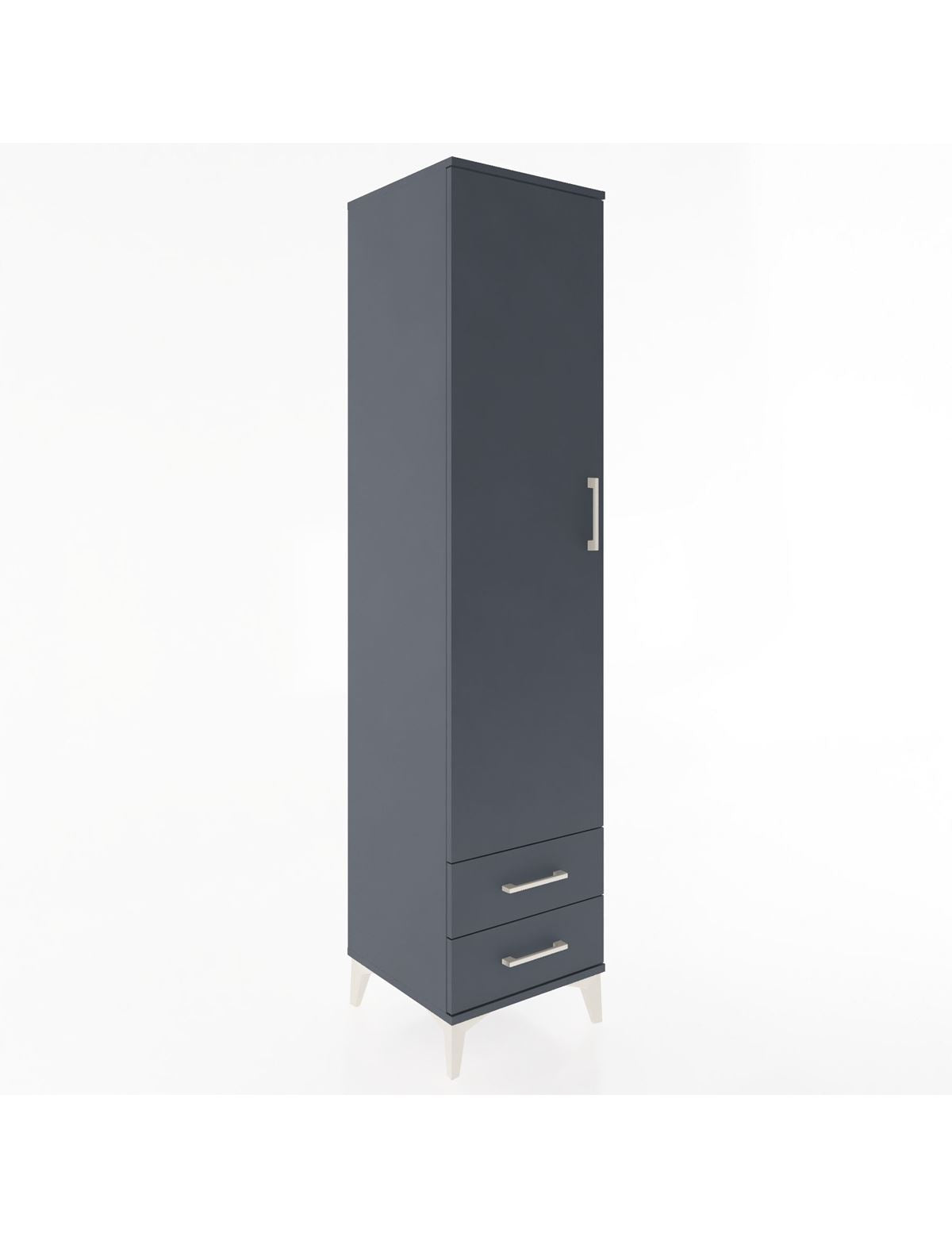 Hyperion Dolap 4 Raflı 2 Çekmeceli Tek Kapaklı 44x44x195 Antrasit-Antrasit