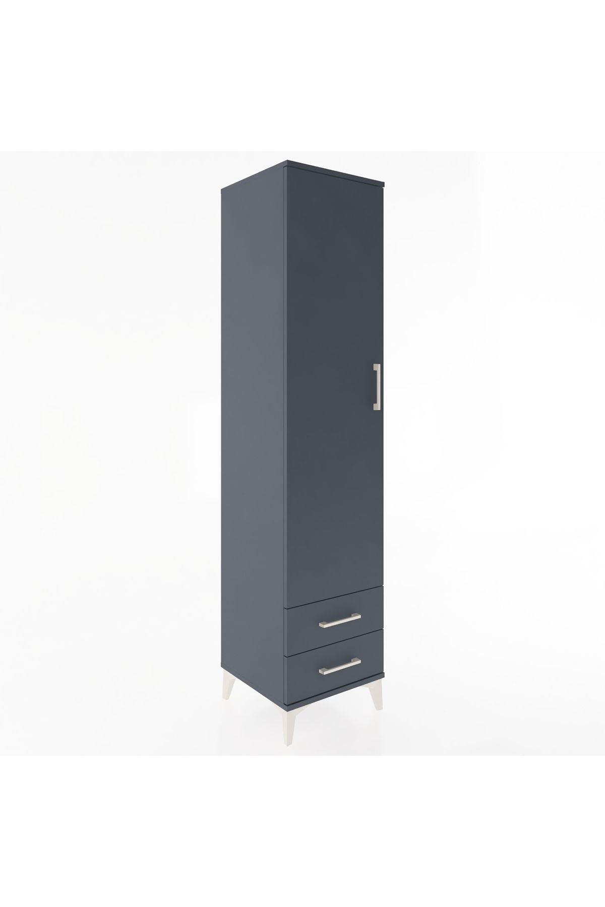 Hyperion Dolap 4 Raflı 2 Çekmeceli Tek Kapaklı 44x44x195 Antrasit-Antrasit