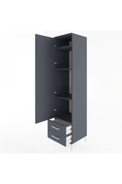 Hyperion Dolap 4 Raflı 2 Çekmeceli Tek Kapaklı 44x44x195 Antrasit-Antrasit